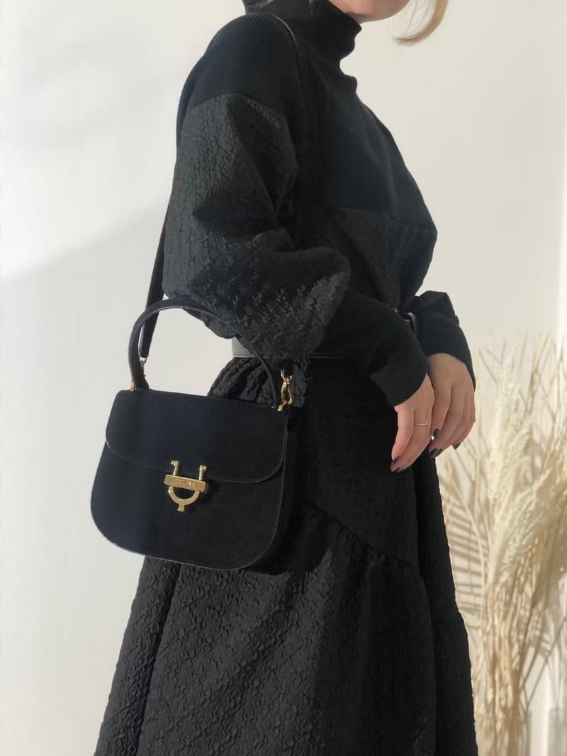 【 日本直送　名牌中古包 】CELINE セリーヌ ホースビット スエード 2way ハンドバッグ ブラック vintage ヴィンテージ 47tmub