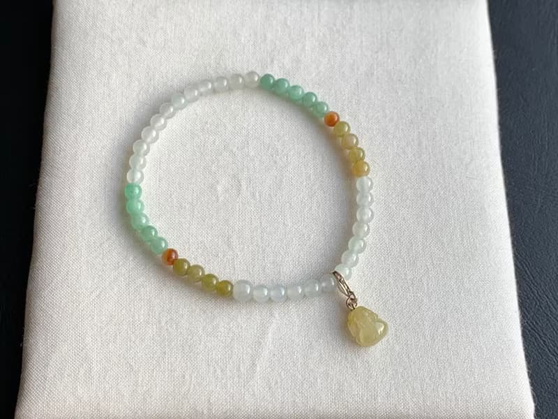 免費開光 天然A貨緬甸玉翡翠 招財貔貅手鍊 黃翡貔貅隨意扣