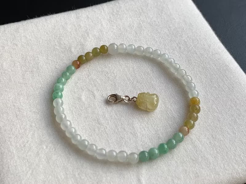 免費開光 天然A貨緬甸玉翡翠 招財貔貅手鍊 黃翡貔貅隨意扣