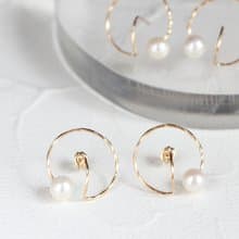 14kgf-double circle pearl pierced earrings 不能改耳夾