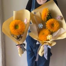 泰迪熊向日葵 畢業花束 鮮花花束 太陽花束