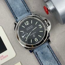 霧腊藍色皮革錶帶 24mm 沛納海手工表帶 Panerai 26mm 錶帶