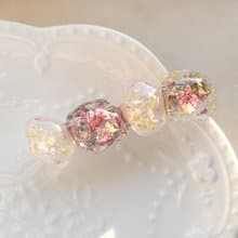 紫色乾燥花冰塊髮夾 透明感 髮飾