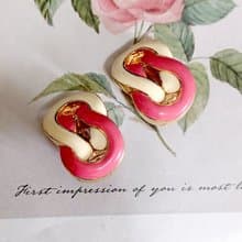 vintage jewelry  St John 經典雙色琺瑯 夾式耳環