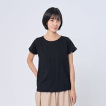 黑色小蜜桃寬版方袖純棉寬版T恤
