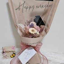 皎月有花 畢業花束-粉紫色系+畢業帽