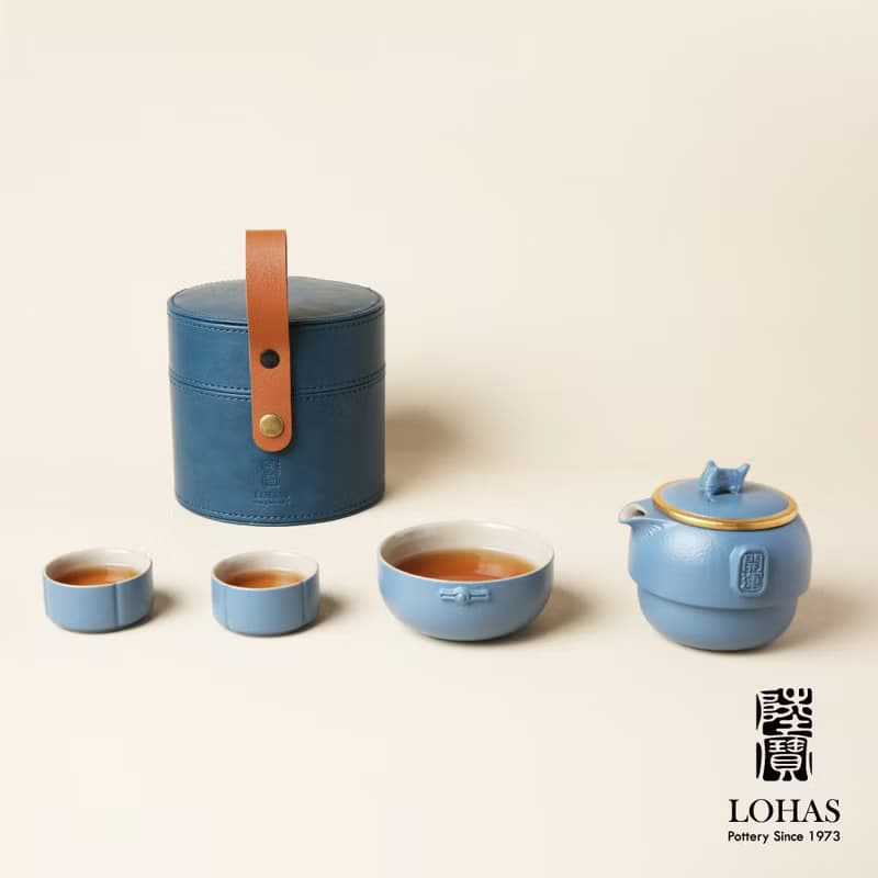 陸寶 開運吉福 茶器 1壺3包+便攜包 旅行茶組 茶器