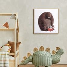 睡前說故事-可愛小熊與兔子掛畫/童話故事/佈置/兒童房擺設/插畫