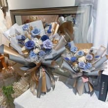 FengFlower 【莫蘭迪藍不凋玫瑰花束】乾燥花/不凋花/永生花/送禮