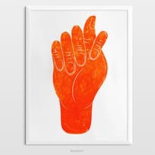 Lucky figa Hand original artwork Linocut print Modern poster Minimalist wall art