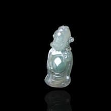 冰種飄綠翡翠財神爺 | 裸石 | 天然緬甸玉翡翠A貨 | 送禮