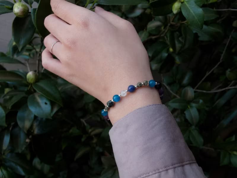 正能量 ∣ 磷灰石 虎眼石 綠松石 純銀手鍊