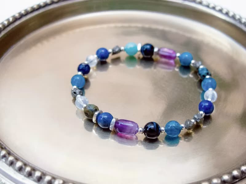 正能量 ∣ 磷灰石 虎眼石 綠松石 純銀手鍊