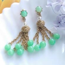 Vintage Jewelry 西洋古董飾品 CORO 流蘇珠珠 夾式耳環