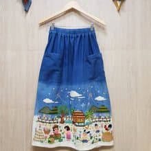 手工刺繡裙子、棉織物、鄉村生活、蓮花