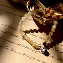 【招財貓。手鏈】金箔珠、金髮晶、虎眼石|藏銀、招正財