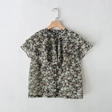 訂製系列-雙層荷葉圓領開襟上衣(絲棉)