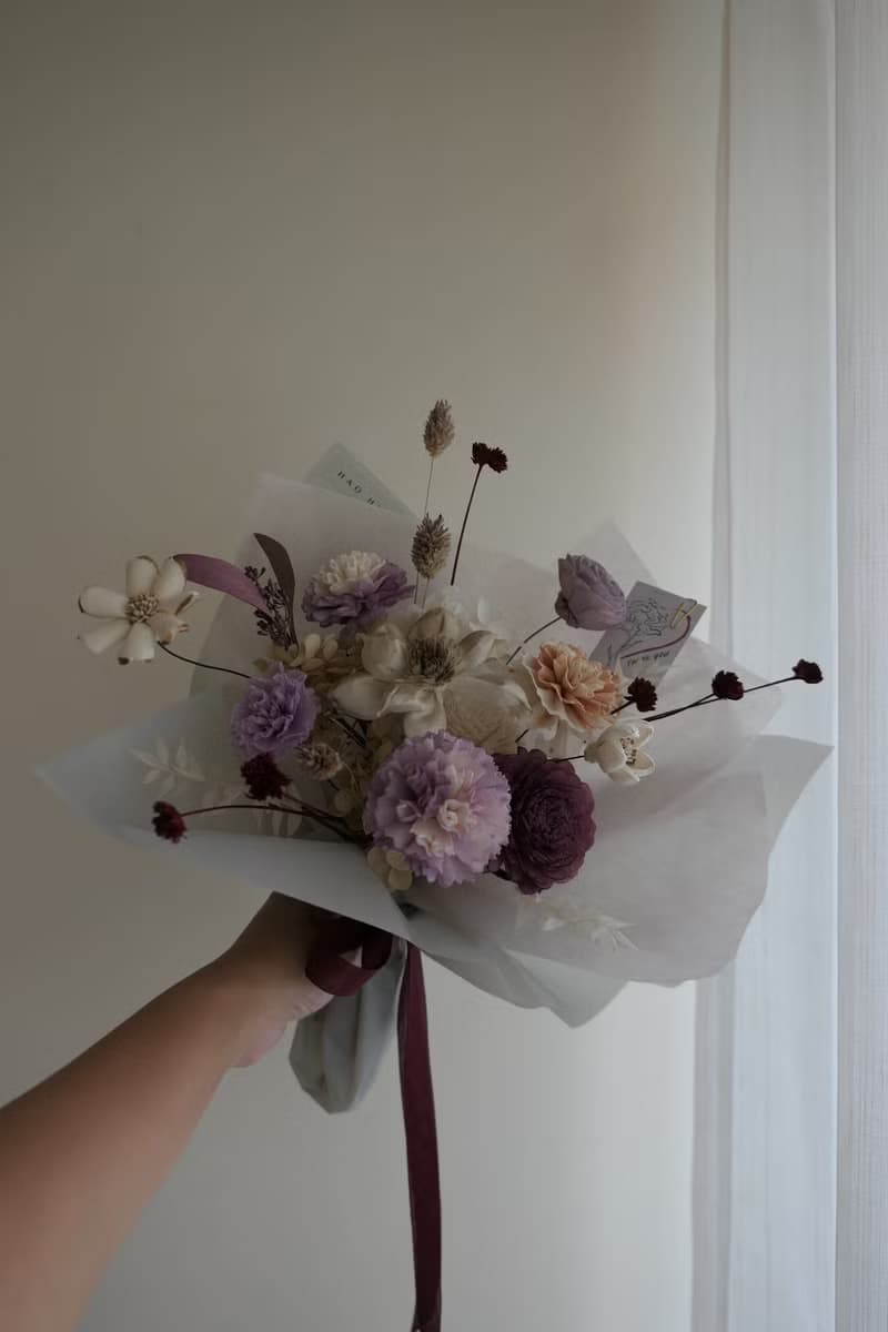 【好花】紫色優雅永生乾燥花束 畢業花束 情人節花束 母親節花束