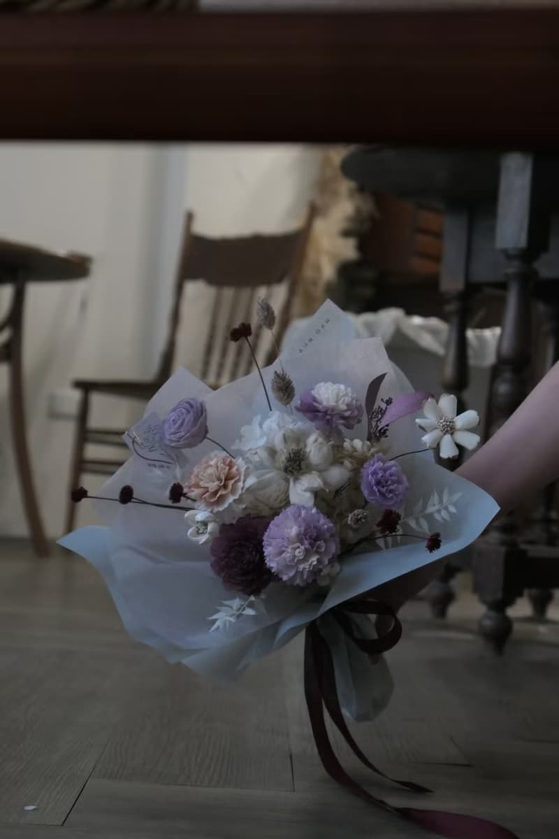 【好花】紫色優雅永生乾燥花束 畢業花束 情人節花束 母親節花束