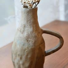 【聖誕節禮物】美國進口陶土手捏提把乾花器侘寂陶藝天使之翼藝術