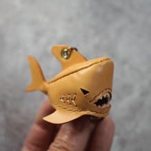 純手工製 迷你 黃棕色 鯊魚 鑰匙圈 shark Key holder