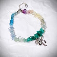 C&W 天然彩虹糖多巴胺漸變多彩s925純銀抽拉式手鏈