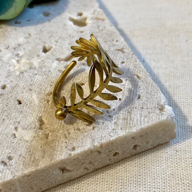 老林雜貨 | 棕櫚葉黃銅戒指