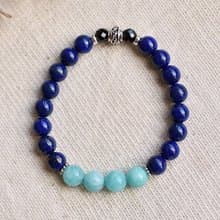 天河石+青金石+尖晶石純銀水晶手鍊