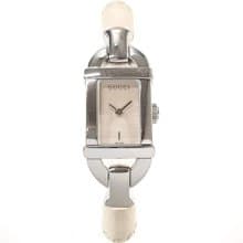 【日本直送 中古美品】グッチ GUCCI 腕時計 6800L バンブーバングルウォッチ ステンレススチール シルバー/ホワイト クオーツ