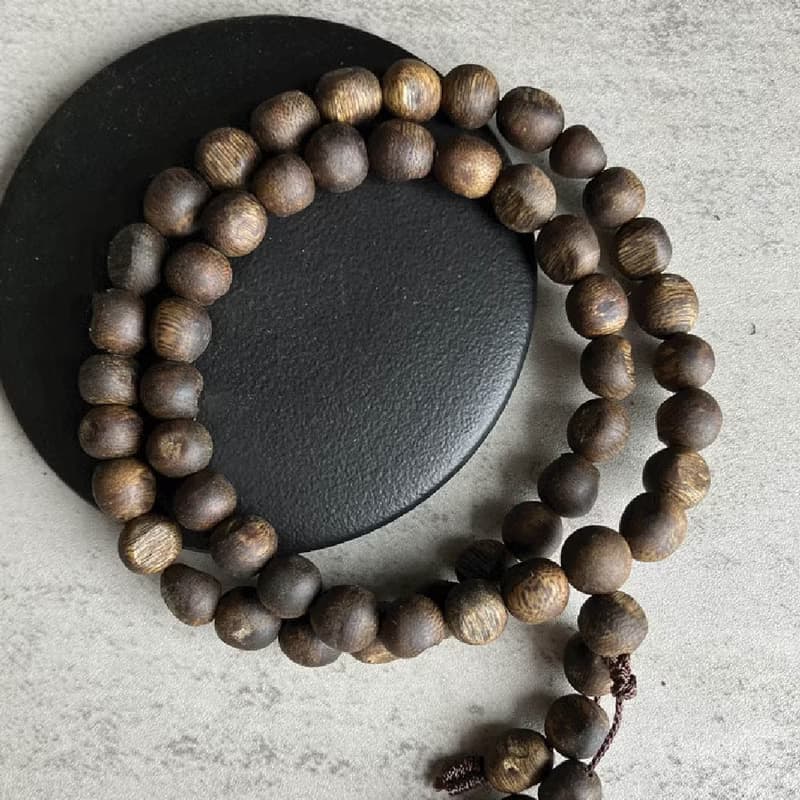 【隨形蟲漏款】天然大王棋楠沉香雙圈手串(鎖骨鍊)6-8mm