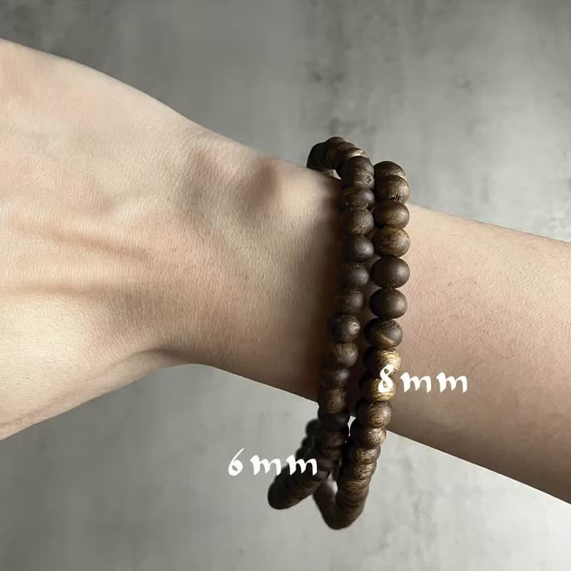 【隨形蟲漏款】天然大王棋楠沉香雙圈手串(鎖骨鍊)6-8mm