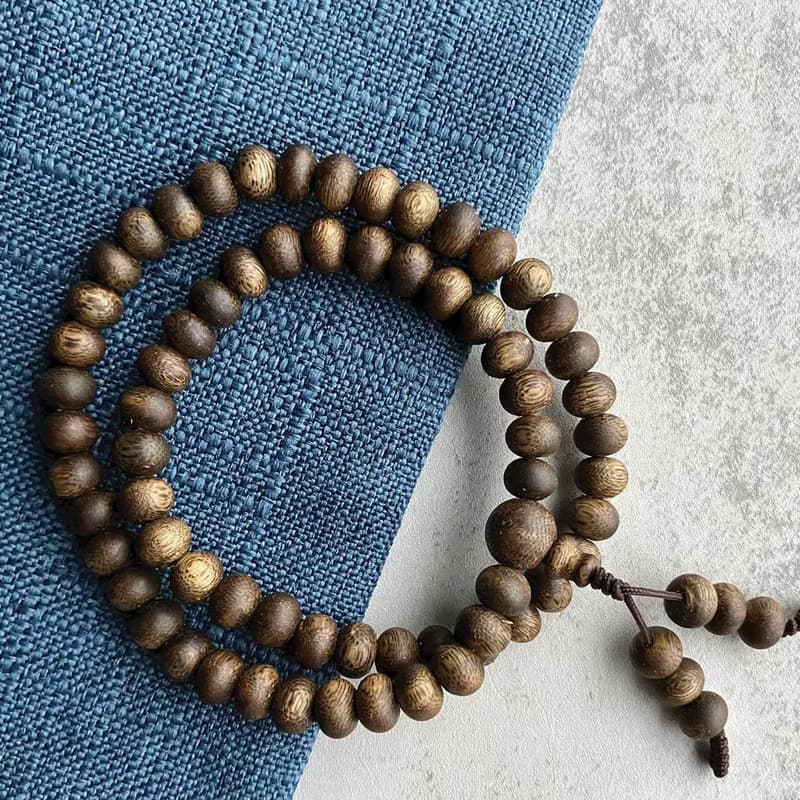 【隨形蟲漏款】天然大王棋楠沉香雙圈手串(鎖骨鍊)6-8mm