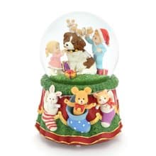 小動物的聖誕派對 水晶球音樂盒 生日情人節聖誕交換禮物燈光療癒