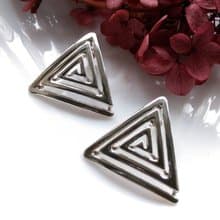 Vintage Jewelry 西洋古董飾品 銀色調 幾何 三角 針式耳環