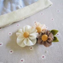 手作嬰兒女童白色拼花髮夾/髮圈/頭箍