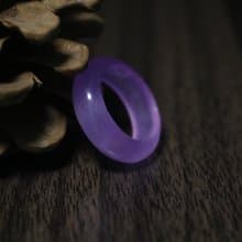 高冰種紫色玉髓戒指素圈簡約玉戒禮盒