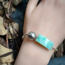 緬甸飄綠無事牌錘紋銀珠銀手鍊