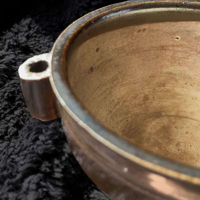 中國 宋代建窯褐釉雙耳碗器│古瓷窯 渾厚堅緻 黑瓷