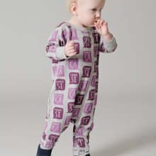 【瑞典童裝】有機棉嬰幼兒包屁衣6M至18M 灰色/紫色