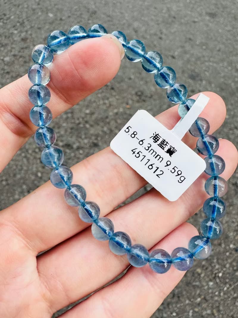 高冰透晶體天空藍海藍寶5.8-6.3mm9.59g平衡情緒減緩紓解壓力