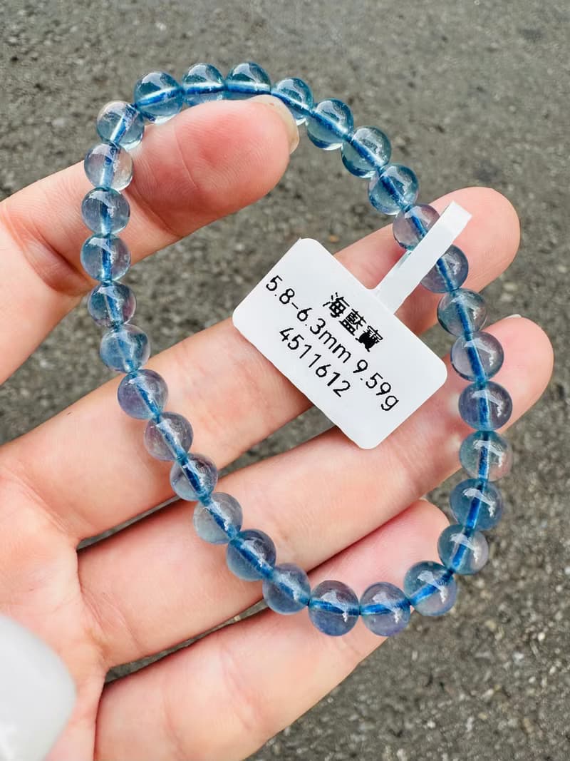 高冰透晶體天空藍海藍寶5.8-6.3mm9.59g平衡情緒減緩紓解壓力