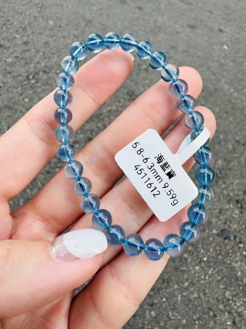 高冰透晶體天空藍海藍寶5.8-6.3mm9.59g平衡情緒減緩紓解壓力
