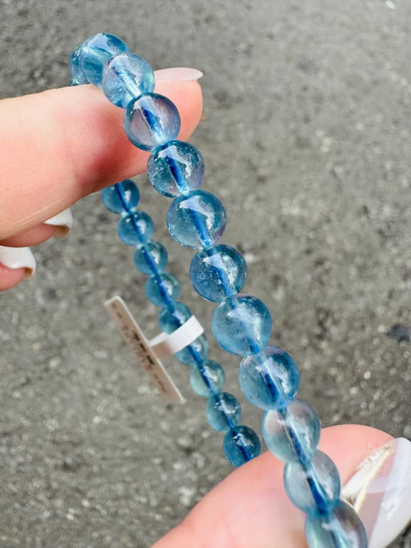 高冰透晶體天空藍海藍寶5.8-6.3mm9.59g平衡情緒減緩紓解壓力