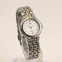 SEIKO SPRIT 女性用腕時計 QUARTZ Date Round shape Silver Tone Dial コンビカラーベルト 手錶