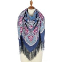 Pavlovo Posad Russian Shawl 100% Wool Scarf 125x125 cm Wrap Silk Fringe 2016-14