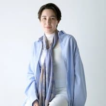 疊色絲質圍巾 山色-紫