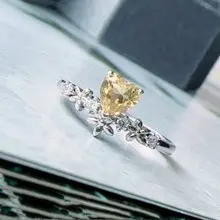 天然黃水晶 純銀戒指 甜美愛心 清透明亮 招財 禮物七夕情人節