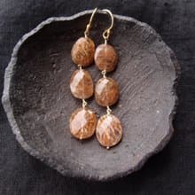 【K14gf】Copper Rutilated Quartz Earrings　コッパールチル ロングピアス