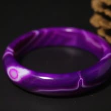 紫色條紋瑪瑙手鐲天然水晶手環禮盒裝