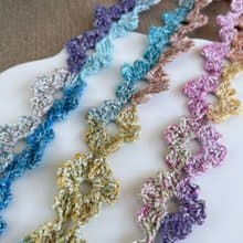 漸層花朵 編織髮帶 粉紫